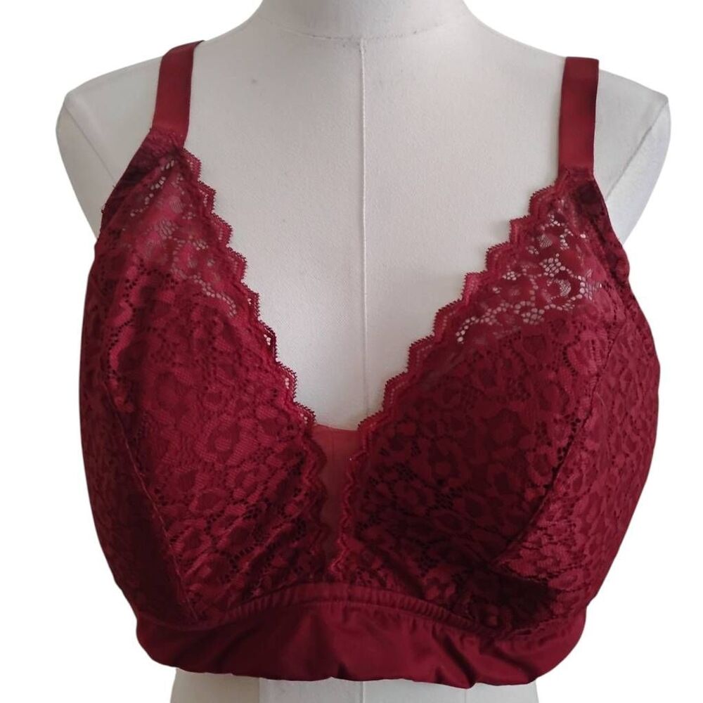 Auden Plus Size‎ Burgundy Lace Bra Size 3X